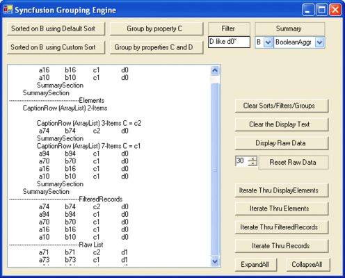 Schermata di Syncfusion Essential Grouping for Windows Forms