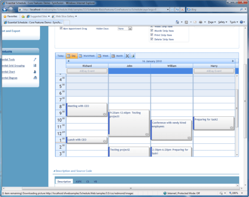 Screenshot of Syncfusion Essential Schedule for ASP.NET
