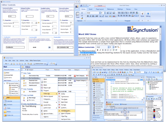Captura de tela do Syncfusion Essential Tools for Windows Forms
