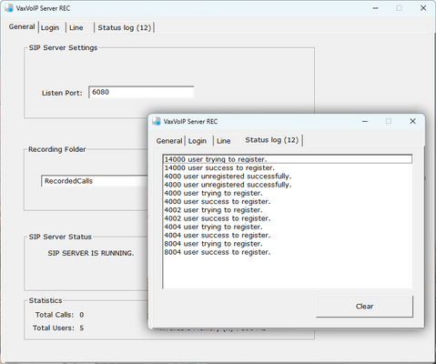VaxVoIP SIP Recording SDK 屏幕截图