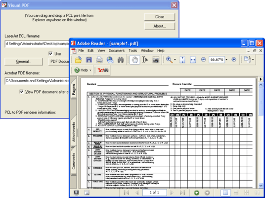 Pcl2pdf for Windows PC （英語版） のスクリーンショット