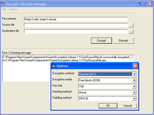 Screenshot of Xceed Encryption Library
