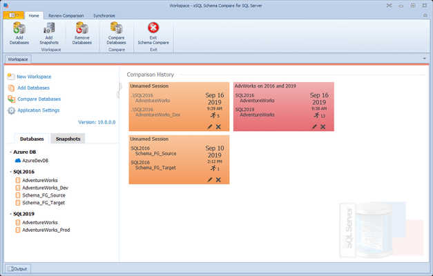 Captura de tela do xSQL Software Schema Compare for SQL Server