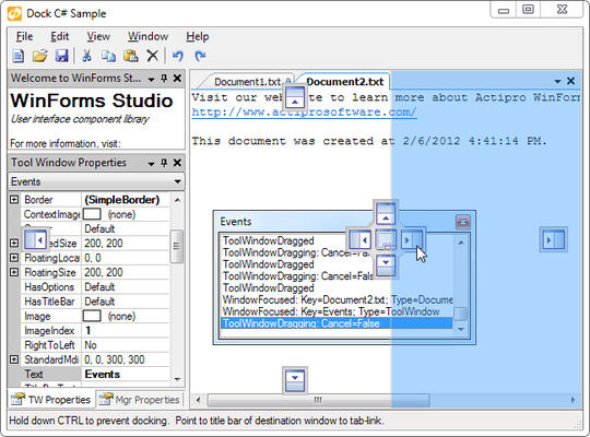 Docking tool window and multiple document interface solution.