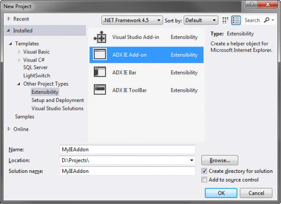 All IE extensibility features are integrated in one solution.