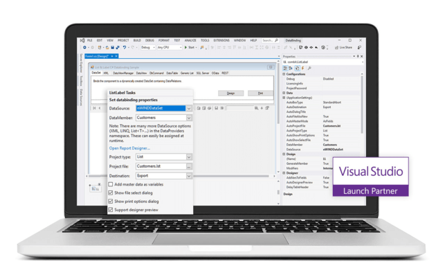 List &amp; Label is approved for Visual Studio.