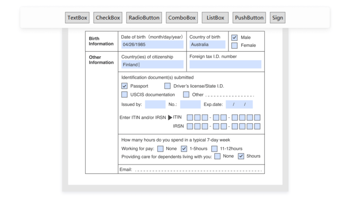 <strong>Form fill, edit, and create.</strong><br /><br />