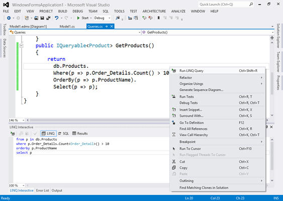 <strong>LINQ Insight seamlessly integrates into Visual Studio.</strong><br /><br />