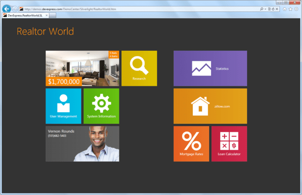 DevExpress Silverlight 스크린 샷