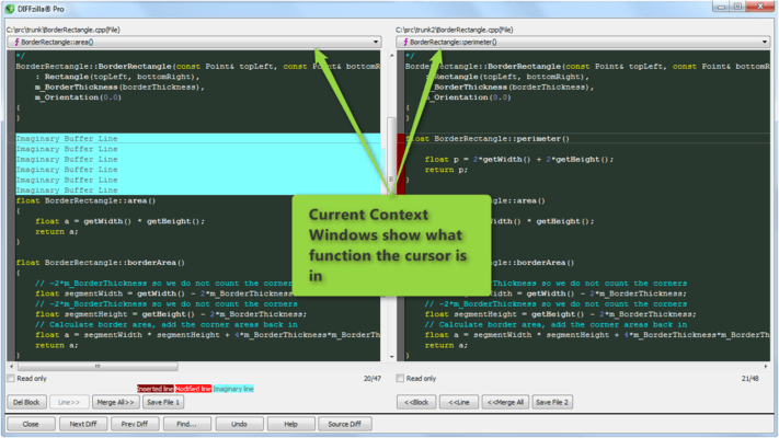 Current Context Windows in DIFFzilla