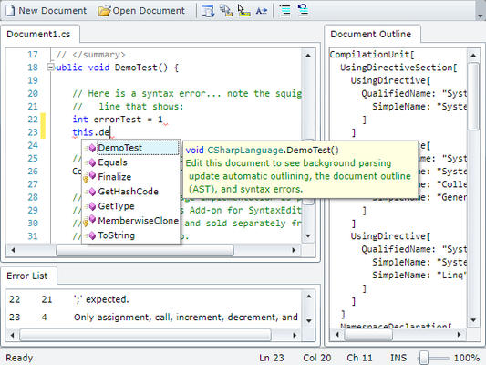 C# and VB IntelliPrompt C# and VB IntelliPrompt