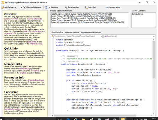 Actipro SyntaxEditor for Winforms のスクリーンショット