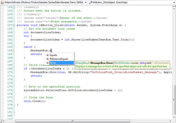 C# and VB IntelliPrompt C# and VB IntelliPrompt