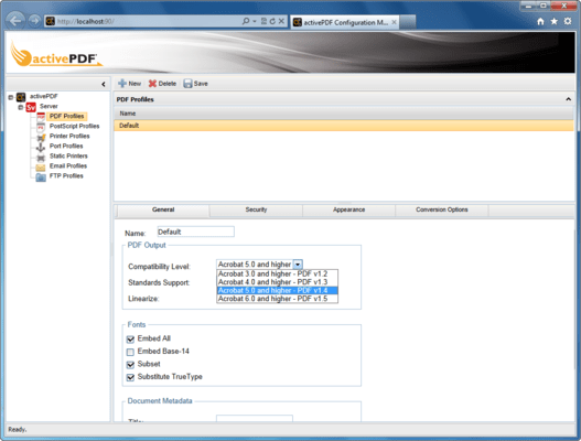 Support for PDF versions Support for PDF versions