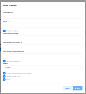 Create a New Tenant
