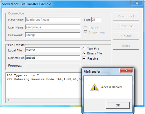 Screenshot of SocketTools ActiveX Edition