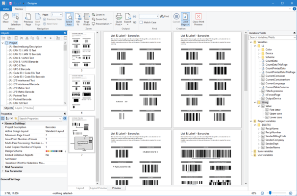Barcode object with nearly 60 license-free barcode formats