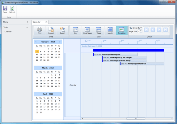 Screenshot of ComponentOne Scheduler for LightSwitch