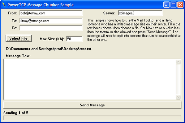 PowerTCP Mail for ActiveX のスクリーンショット