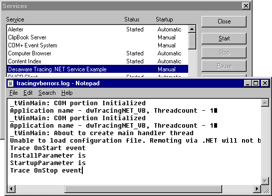 Desaware NT Service Toolkit .NET Edition （英語版） のスクリーンショット