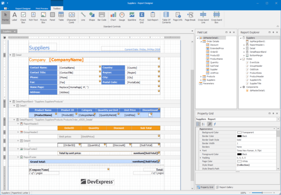 WinForms Report Designer