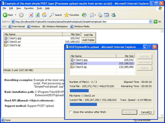 Screenshot of DEXTUpload Pro Extension
