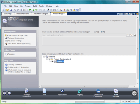 Screenshot of InstallShield Premier with Virtualization Pack