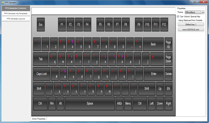 MindFusion.Virtual Keyboard for WinForms のスクリーンショット