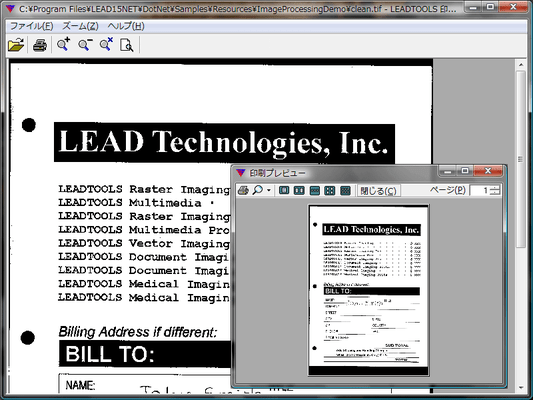 Screenshot of LEADTOOLS Document Imaging（日本語版）