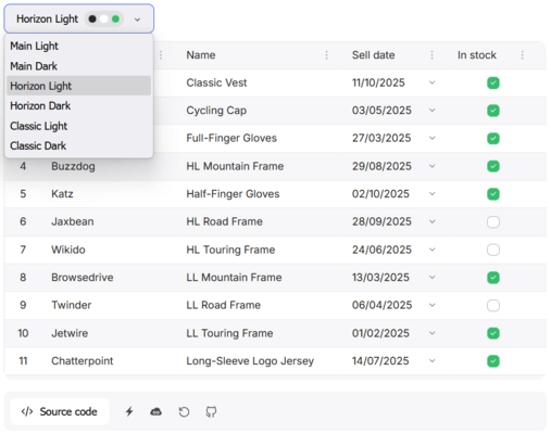 Built-in themes