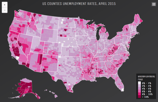 Detailed map, US counties (Dark Unica theme)