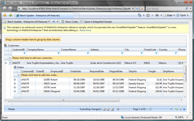 WebGrid Enterprise のスクリーンショット