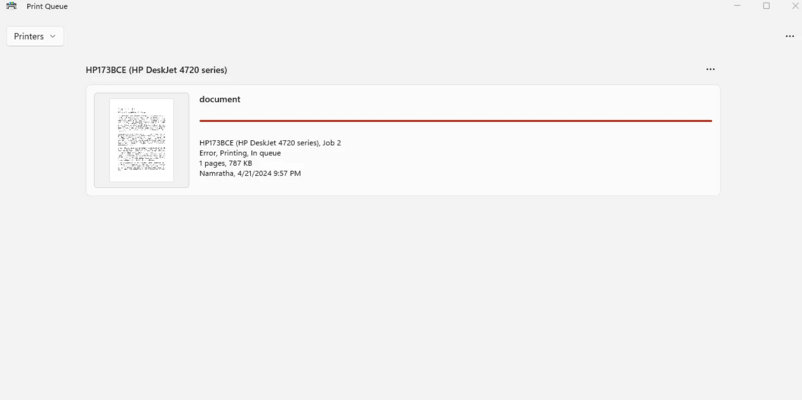 Document is added to the print queue