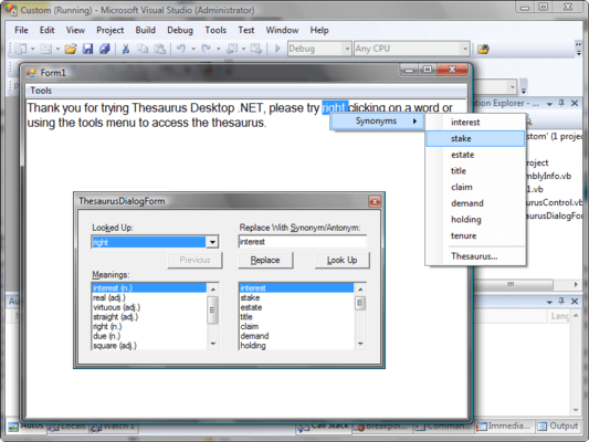 Thesaurus DialogForm Thesaurus DialogForm