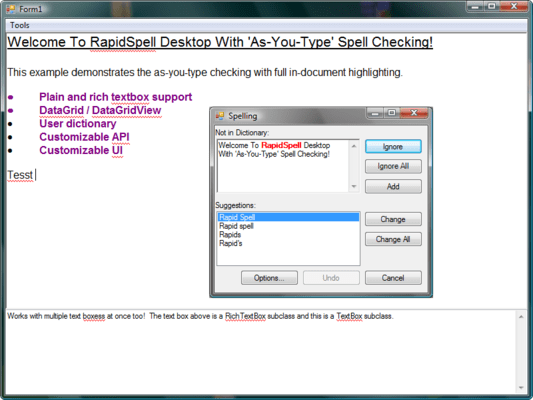 RapidSpell Desktop .NET 스크린샷