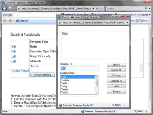 All the features of a regular Windows spell checker All the features of a regular Windows spell checker