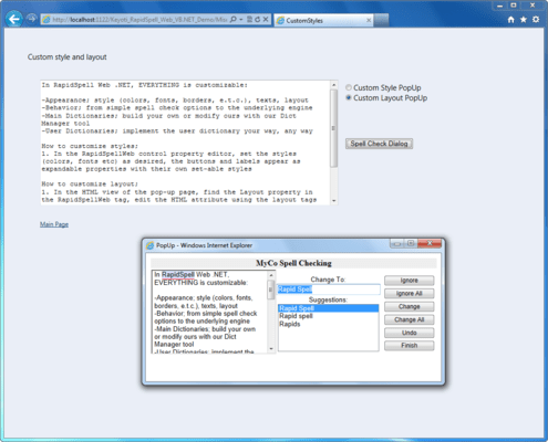Screenshot of RapidSpell Web .NET