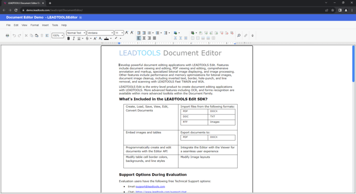 JavaScript Document Editor