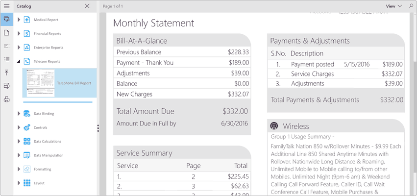 FlexReport: UWP Reporting Engine