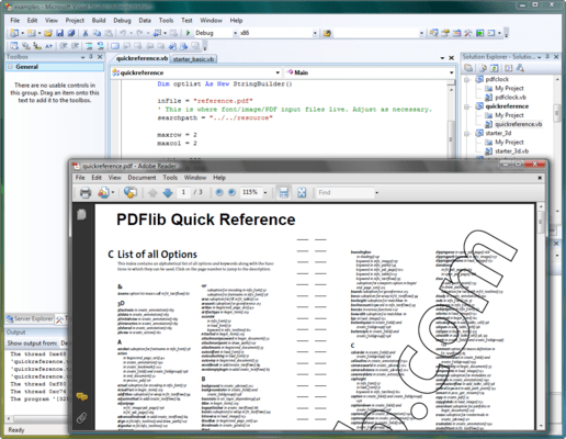 PDFlib （英語版） のスクリーンショット