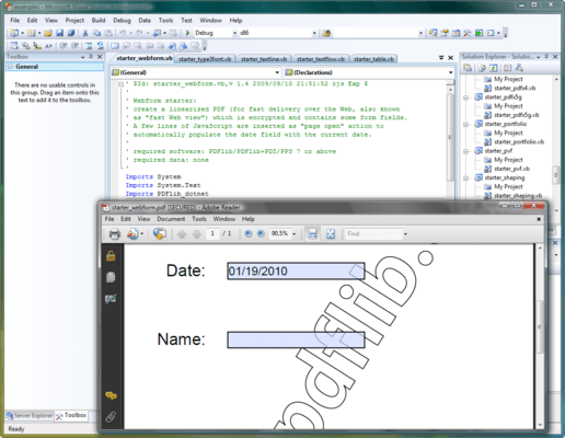 PDFlib Personalization Server (PPS) 스크린샷