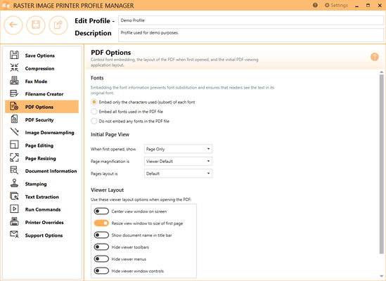 PDF Options