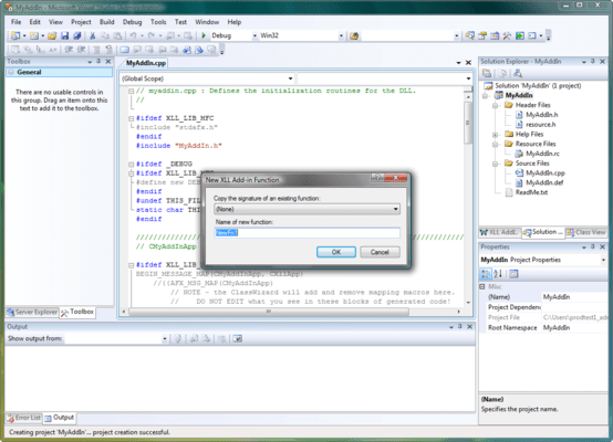 New XLL Add-In Function New XLL Add-In Function