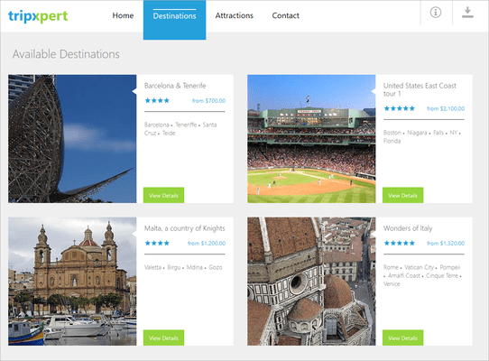 Telerik ASP.NET MVC TripXpert Sample
