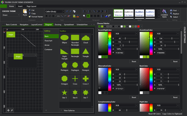 Telerik UI for WPF - Theme Generator - Green