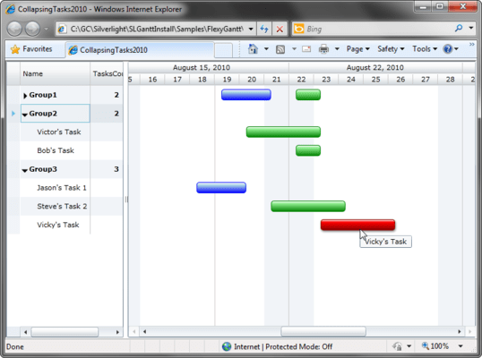 RadiantQ Silverlight Gantt（英語版） のスクリーンショット