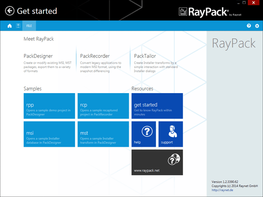 Screenshot of RayPack Enterprise