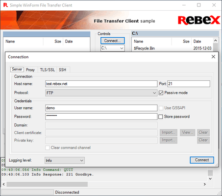 Rebex File Transfer Pack （英語版） のスクリーンショット