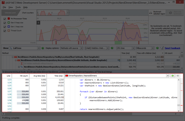 Drill down to slow lines of code with line-level timings