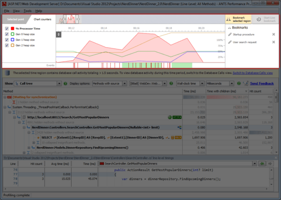Immediate feedback on application performance